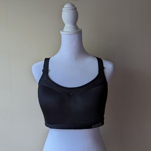 Victoria Secret Sport Bra Dark Black Scallop Trim Mesh Detail Front 36D